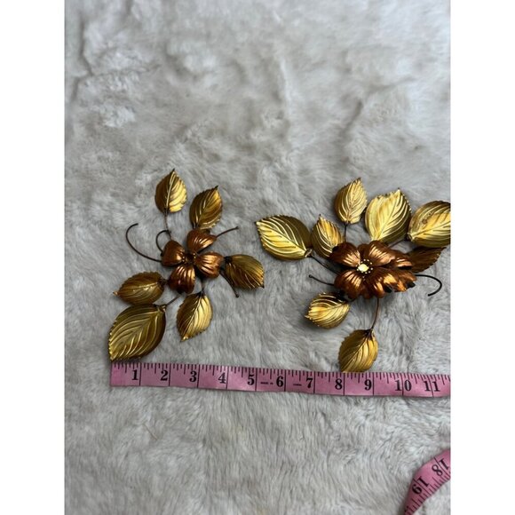 Flower leaf mid century modern 3D copper color wall art - Picture 3 of 4